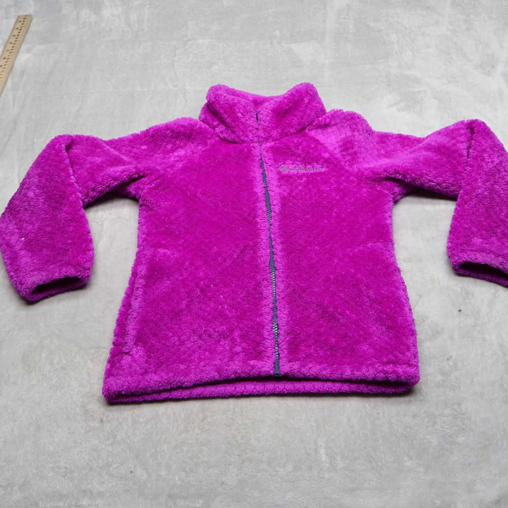 Columbia Jacket Girls Small 8 Purple Fire Side II High Pile Fleece Fuzzy Outdoor